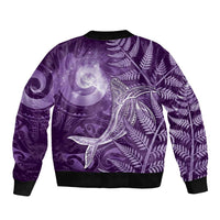 New Zealand Matariki Bomber Jacket Maori Koru With Humpback Whale Purple