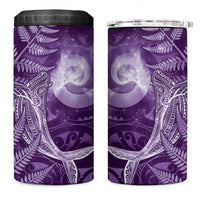New Zealand Matariki 4 in 1 Can Cooler Tumbler Maori Koru With Humpback Whale Purple