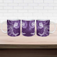 New Zealand Matariki Ceramic Mug Maori Koru With Humpback Whale Purple