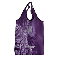New Zealand Matariki Grocery Bag Maori Koru With Humpback Whale Purple