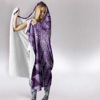 New Zealand Matariki Hooded Blanket Maori Koru With Humpback Whale Purple