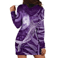 New Zealand Matariki Hoodie Dress Maori Koru With Humpback Whale Purple LT05 - Polynesian Pride