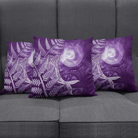 New Zealand Matariki Pillow Cover Maori Koru With Humpback Whale Purple