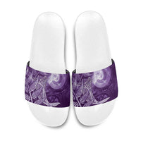 New Zealand Matariki Slide Sandals Maori Koru With Humpback Whale Purple