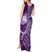 New Zealand Matariki Tank Maxi Dress Maori Koru With Humpback Whale Purple