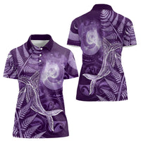 New Zealand Matariki Women Polo Shirt Maori Koru With Humpback Whale Purple LT05 - Polynesian Pride