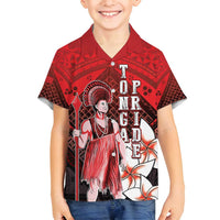 The First King Of Tonga Family Matching Long Sleeve Bodycon Dress and Hawaiian Shirt Tongan Pride LT05 Son's Shirt Red - Polynesian Pride