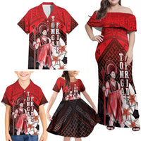 The First King Of Tonga Family Matching Off Shoulder Maxi Dress and Hawaiian Shirt Tongan Pride