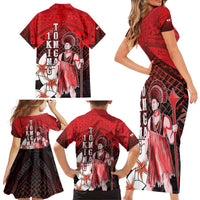 The First King Of Tonga Family Matching Short Sleeve Bodycon Dress and Hawaiian Shirt Tongan Pride LT05 - Polynesian Pride