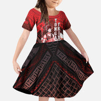 The First King Of Tonga Family Matching Summer Maxi Dress and Hawaiian Shirt Tongan Pride LT05 Daughter's Dress Red - Polynesian Pride
