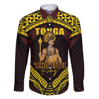 Tonga First King Family Matching Off The Shoulder Long Sleeve Dress and Hawaiian Shirt Ahoeitu Know Your Roots LT05 Dad's Shirt - Long Sleeve Maroon - Polynesian Pride