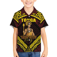 Tonga First King Family Matching Short Sleeve Bodycon Dress and Hawaiian Shirt Ahoeitu Know Your Roots LT05 Son's Shirt Maroon - Polynesian Pride