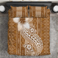 Tonga Kupesi Ngatu Bedding Set Vintage Brown Plumeria