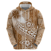Tonga Kupesi Ngatu Hoodie Vintage Brown Plumeria