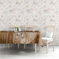 Tonga Kupesi Ngatu Tablecloth Vintage Brown Plumeria