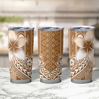 Tonga Kupesi Ngatu Tumbler Cup Vintage Brown Plumeria