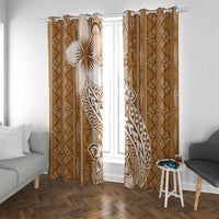 Tonga Kupesi Ngatu Window Curtain Vintage Brown Plumeria