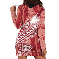 Tonga Kupesi Ngatu Hoodie Dress Vintage Red Plumeria