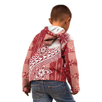 Tonga Kupesi Ngatu Kid Hoodie Vintage Red Plumeria