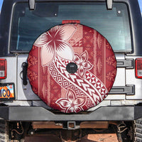 Tonga Kupesi Ngatu Spare Tire Cover Vintage Red Plumeria