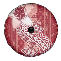 Tonga Kupesi Ngatu Spare Tire Cover Vintage Red Plumeria