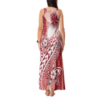 Tonga Kupesi Ngatu Tank Maxi Dress Vintage Red Plumeria