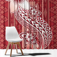 Tonga Kupesi Ngatu Window Curtain Vintage Red Plumeria