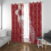 Tonga Kupesi Ngatu Window Curtain Vintage Red Plumeria