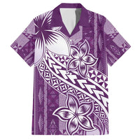 Tonga Kupesi Ngatu Family Matching Long Sleeve Bodycon Dress and Hawaiian Shirt Vintage Purple Plumeria LT05 Dad's Shirt - Short Sleeve Purple - Polynesian Pride