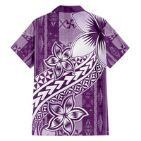 Tonga Kupesi Ngatu Family Matching Long Sleeve Bodycon Dress and Hawaiian Shirt Vintage Purple Plumeria LT05 - Polynesian Pride