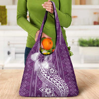 Tonga Kupesi Ngatu Grocery Bag Vintage Purple Plumeria