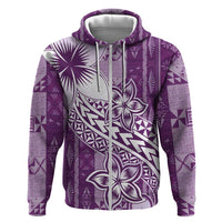 Tonga Kupesi Ngatu Hoodie Vintage Purple Plumeria
