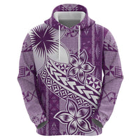 Tonga Kupesi Ngatu Hoodie Vintage Purple Plumeria
