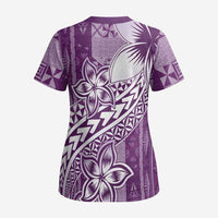 Tonga Kupesi Ngatu Scrub Top Vintage Purple Plumeria - Polynesian Pride