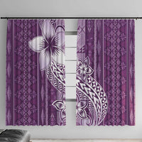 Tonga Kupesi Ngatu Window Curtain Vintage Purple Plumeria