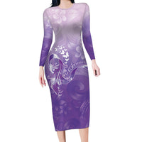 Lupus Awareness Month Long Sleeve Bodycon Dress Polynesian Style