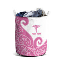 Personalised New Zealand Nurse Laundry Basket Maori Koru Pink Version