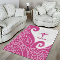 Personalised New Zealand Nurse Area Rug Maori Koru Pink Version