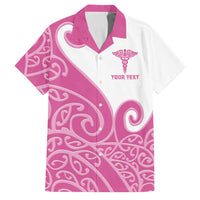 Personalised New Zealand Nurse Family Matching Short Sleeve Bodycon Dress and Hawaiian Shirt Maori Koru Pink Version LT05 Dad's Shirt - Short Sleeve Pink - Polynesian Pride