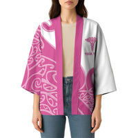 Personalised New Zealand Nurse Kimono Maori Koru Pink Version