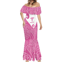 Personalised New Zealand Nurse Mermaid Dress Maori Koru Pink Version LT05 - Polynesian Pride