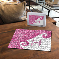 Personalised New Zealand Nurse Puzzle Maori Koru Pink Version