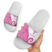 Personalised New Zealand Nurse Slide Sandals Maori Koru Pink Version
