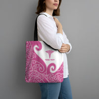 Personalised New Zealand Nurse Tote Bag Maori Koru Pink Version