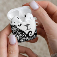 Personalised New Zealand Nurse AirPods Case Maori Koru Black Version