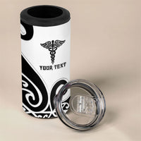 Personalised New Zealand Nurse 4 in 1 Can Cooler Tumbler Maori Koru Black Version