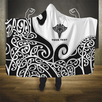 Personalised New Zealand Nurse Hooded Blanket Maori Koru Black Version