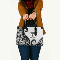 Personalised New Zealand Nurse Leather Bag Maori Koru Black Version