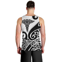 Personalised New Zealand Nurse Men Tank Top Maori Koru Black Version