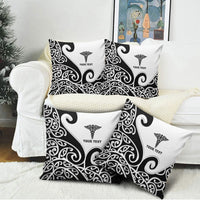 Personalised New Zealand Nurse Pillow Cover Maori Koru Black Version
